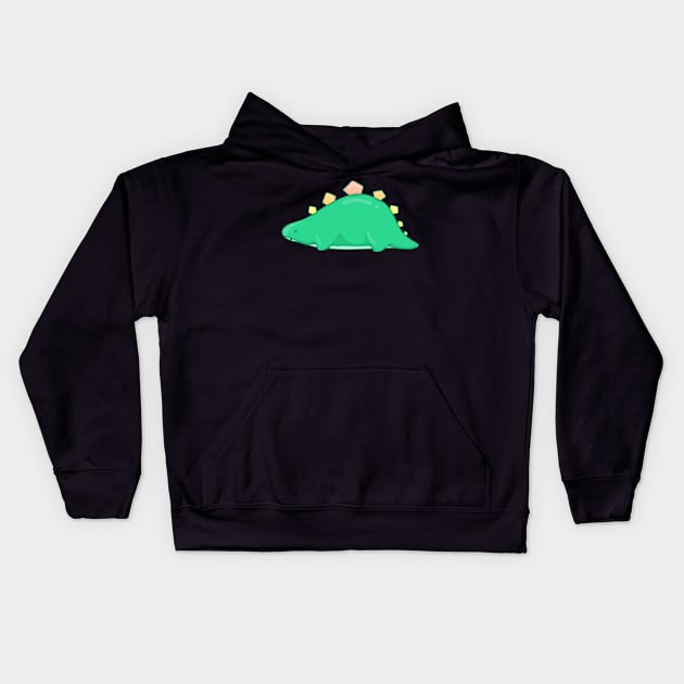 Green dinosaur Kids Hoodie by moonlitdoodl